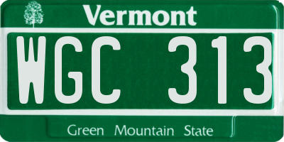VT license plate WGC313