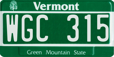 VT license plate WGC315