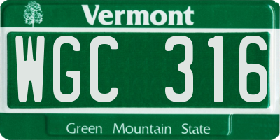 VT license plate WGC316