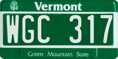VT license plate WGC317