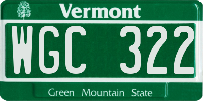 VT license plate WGC322