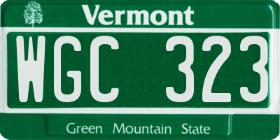 VT license plate WGC323
