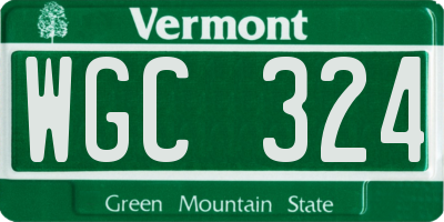VT license plate WGC324