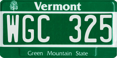VT license plate WGC325