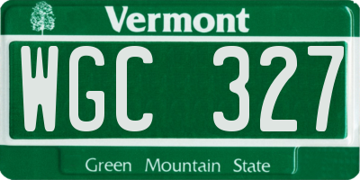 VT license plate WGC327