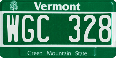 VT license plate WGC328