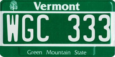 VT license plate WGC333