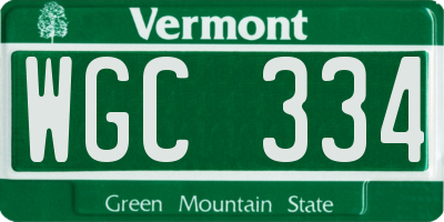 VT license plate WGC334