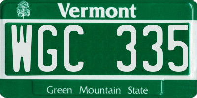 VT license plate WGC335
