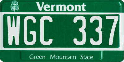 VT license plate WGC337