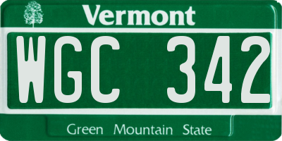 VT license plate WGC342