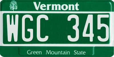 VT license plate WGC345
