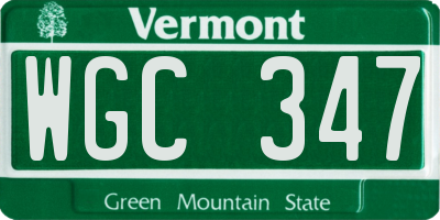 VT license plate WGC347