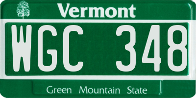VT license plate WGC348