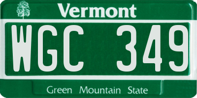 VT license plate WGC349
