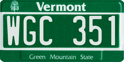 VT license plate WGC351