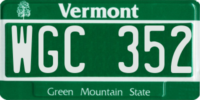 VT license plate WGC352