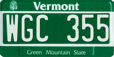 VT license plate WGC355