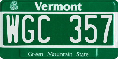 VT license plate WGC357
