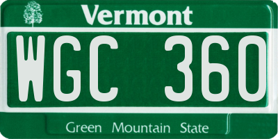 VT license plate WGC360