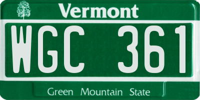 VT license plate WGC361