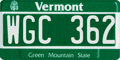 VT license plate WGC362