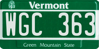 VT license plate WGC363