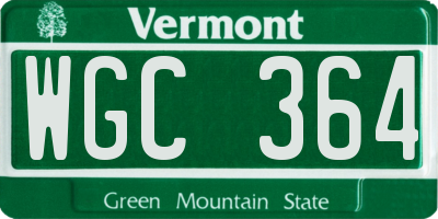 VT license plate WGC364