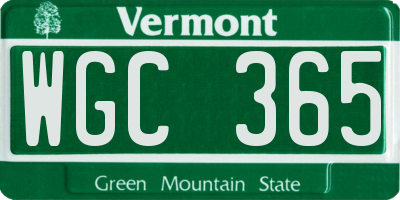 VT license plate WGC365
