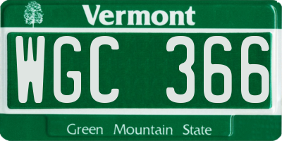 VT license plate WGC366