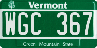 VT license plate WGC367