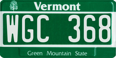 VT license plate WGC368
