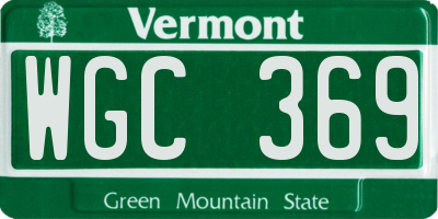 VT license plate WGC369