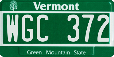 VT license plate WGC372