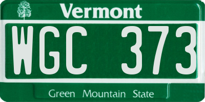 VT license plate WGC373