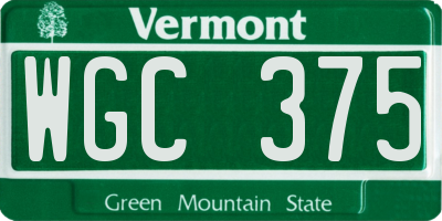 VT license plate WGC375