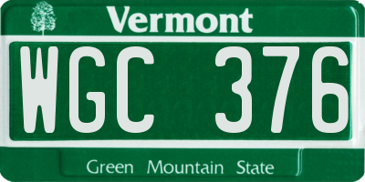 VT license plate WGC376