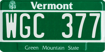VT license plate WGC377
