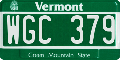 VT license plate WGC379