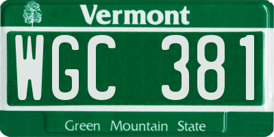 VT license plate WGC381
