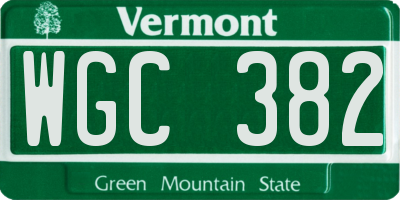 VT license plate WGC382