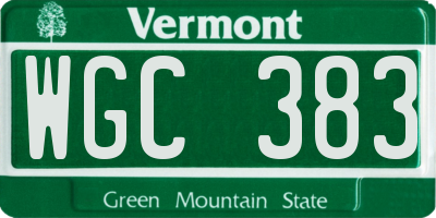 VT license plate WGC383