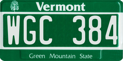 VT license plate WGC384