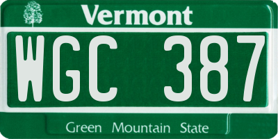 VT license plate WGC387