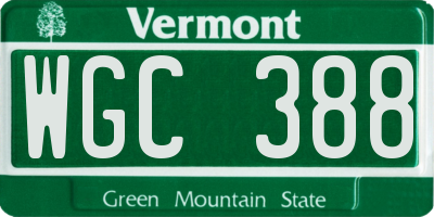 VT license plate WGC388