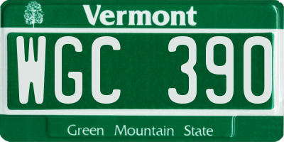 VT license plate WGC390