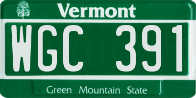 VT license plate WGC391