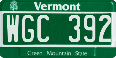 VT license plate WGC392