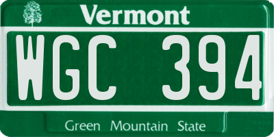 VT license plate WGC394