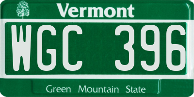 VT license plate WGC396